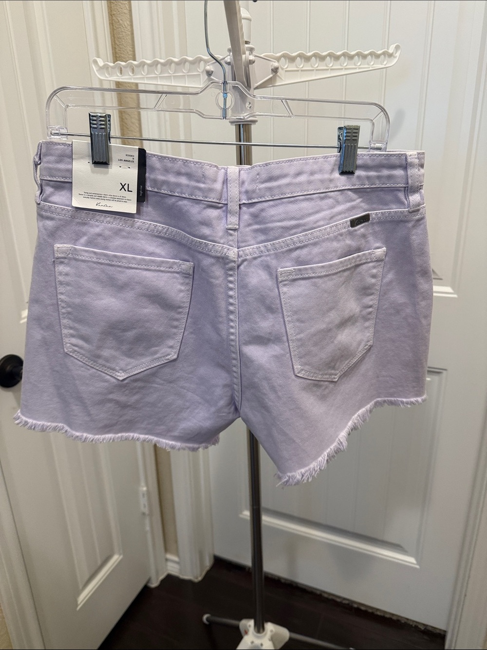 KanCan Pastel Lilac Frayed Hem Denim Shorts - Picture 2 of 7
